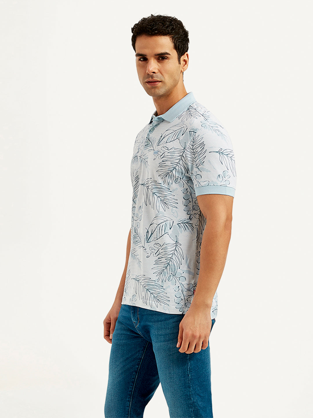 Men's Printed Slim Fit Polo T-Shirt - Side View