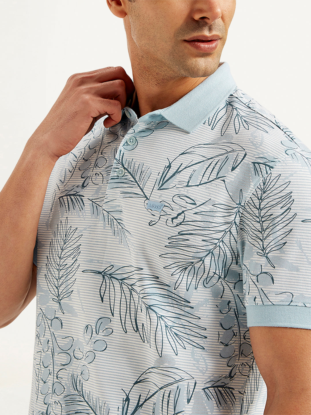 Men's Printed Slim Fit Polo T-Shirt - Detail View