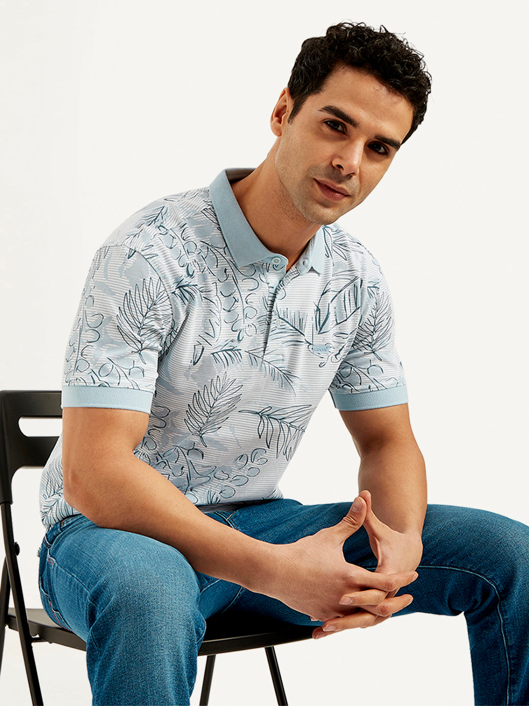 Men's Printed Slim Fit Polo T-Shirt - Styleshot View