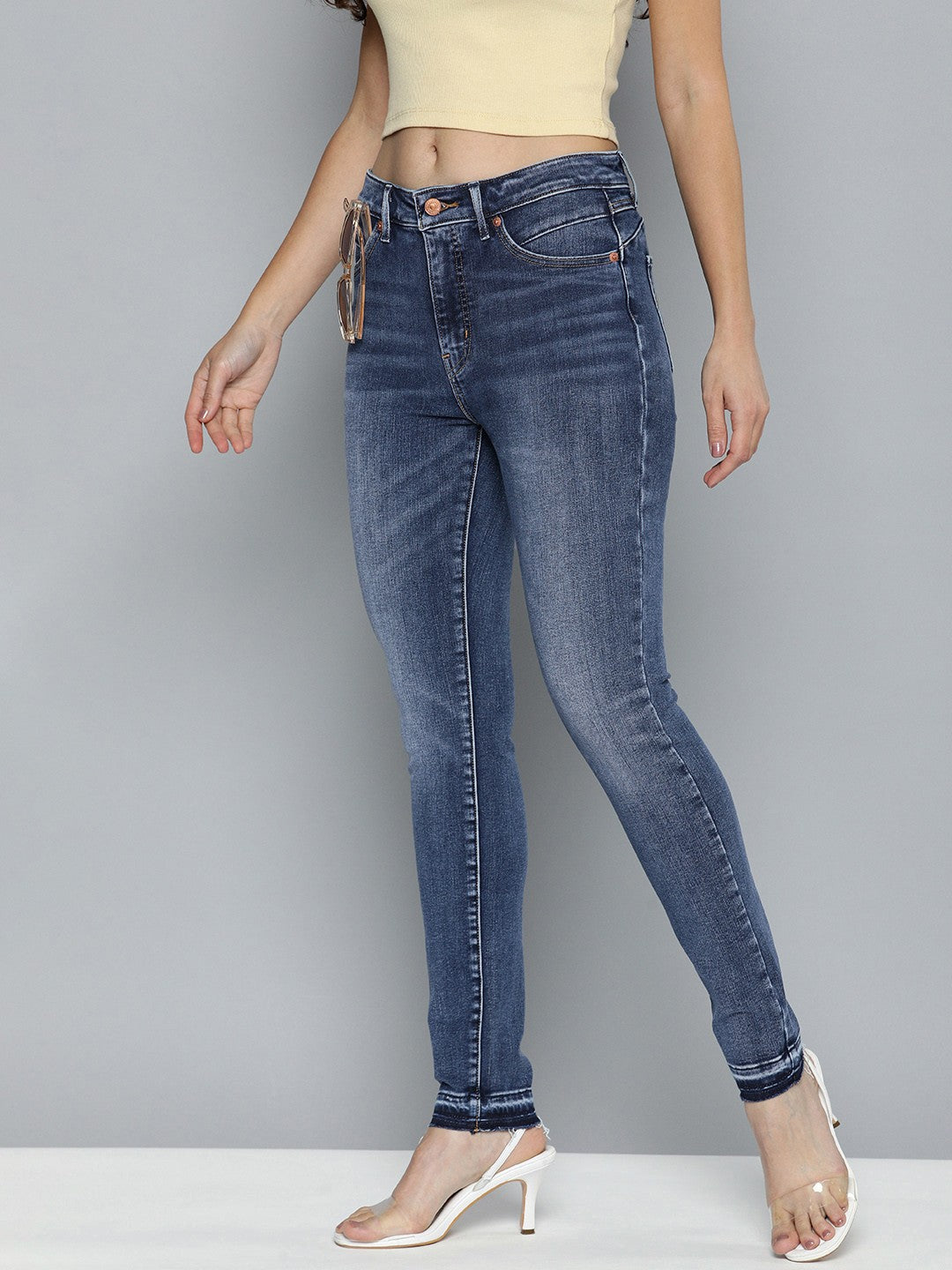 Women's Blue Revel Shaping Skinny Fit High Rise Jeans - Side View