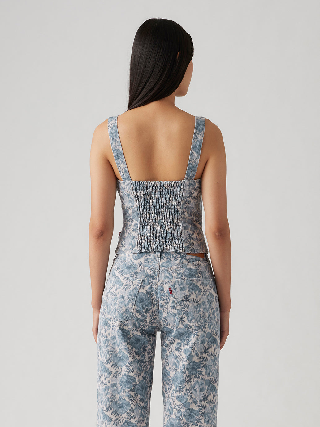 Women's Floral Blue Square Neck Corset Top - 76c467167b6d571453d16a9afb1c7fb1 View
