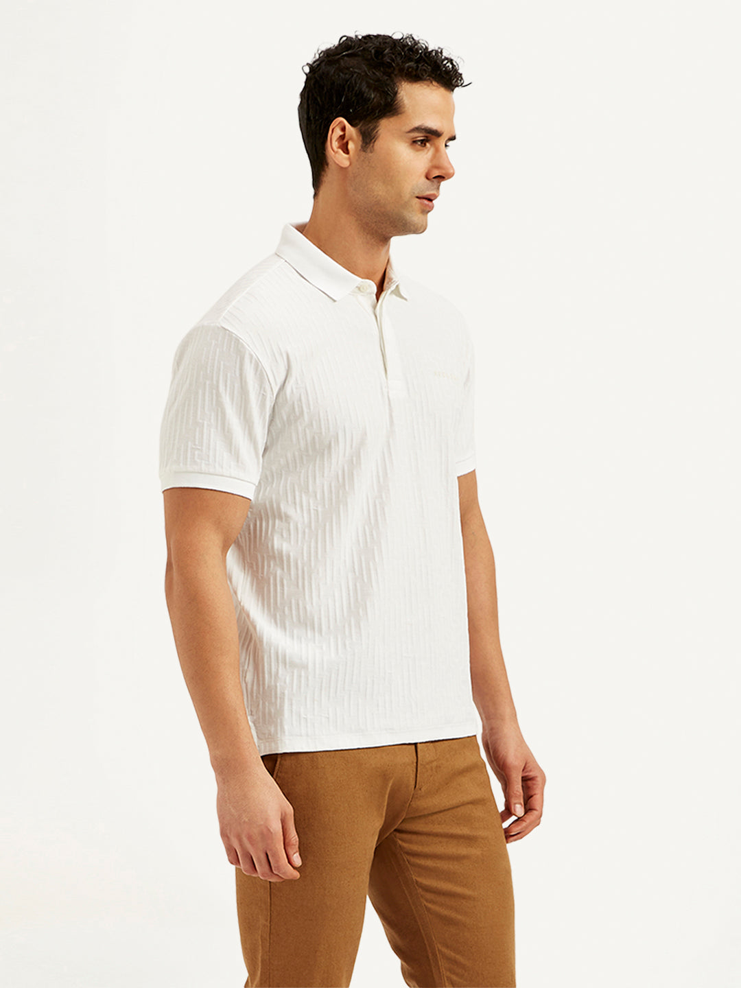 Men's Redloop Textured Slim Fit Polo T-Shirt - Side View