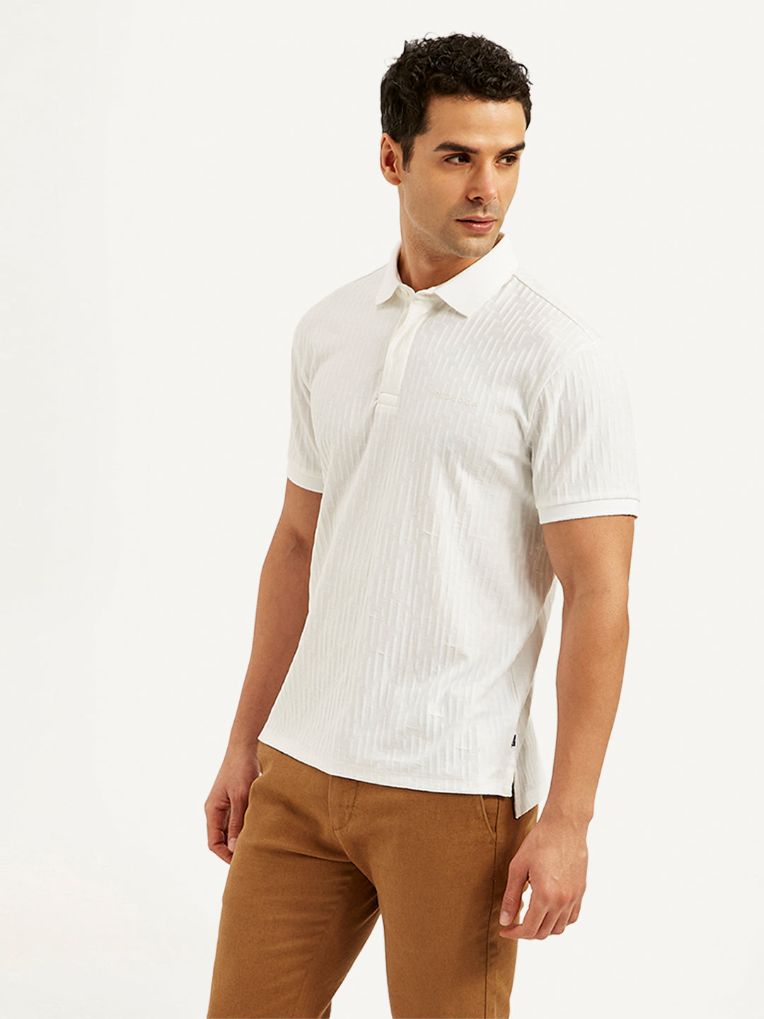 Men's Redloop Textured Slim Fit Polo T-Shirt - Styleshot View