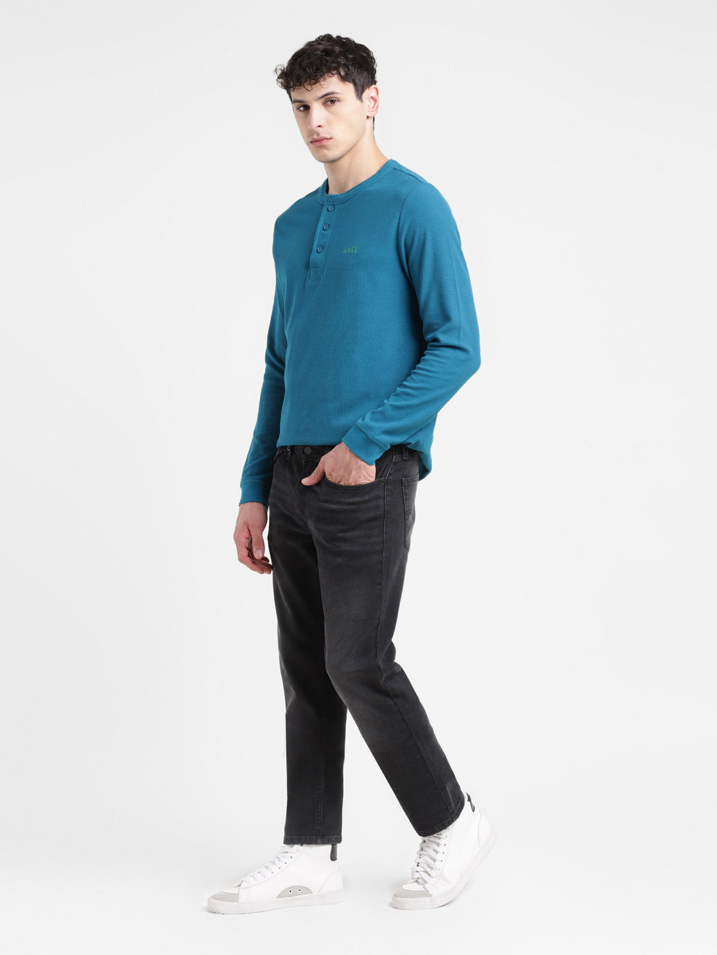 Men's Solid Henley Neck T-shirt - c7e3f401-7820-4843-b5b5-acc24c802fbb View