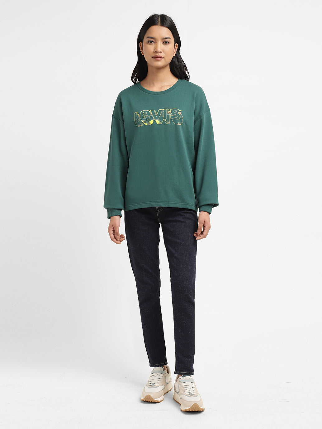 Womens Printed Crew Neck T-Shirt - ModelFront View
