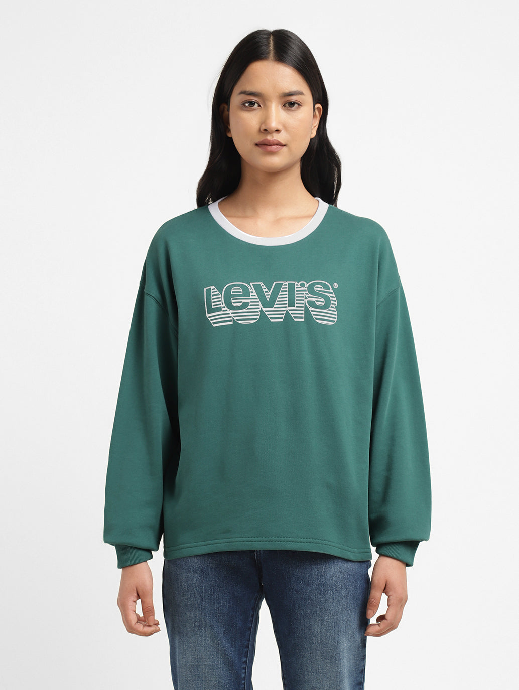 Womens Printed Crew Neck Sweatshirts - 21c6181a-445c-4bb7-be9b-4b2d6838005d View