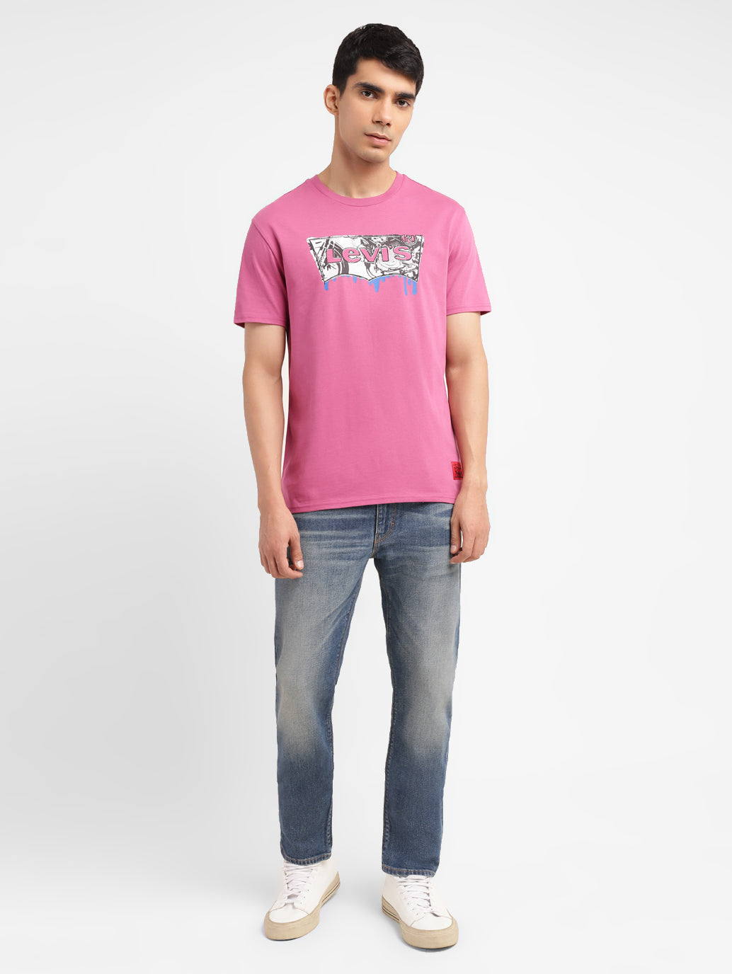 Men's Brand Logo Slim Fit T-shirt - Front View