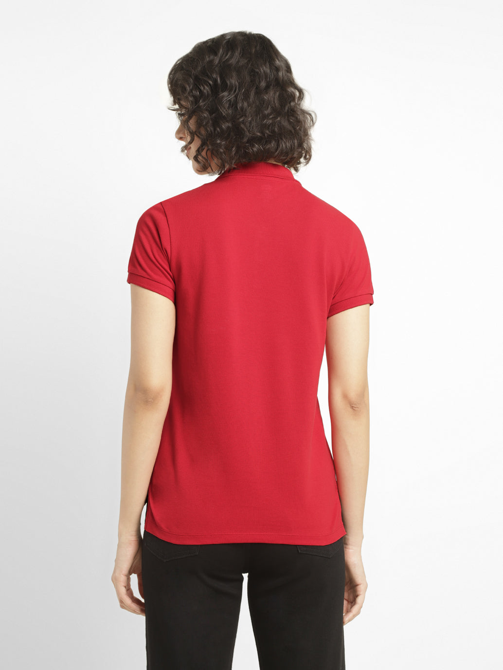 Women's Solid Polo T-shirt - Back View