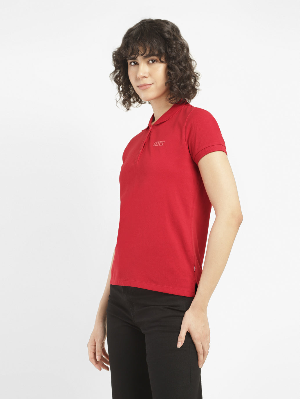 Women's Solid Polo T-shirt - Side View