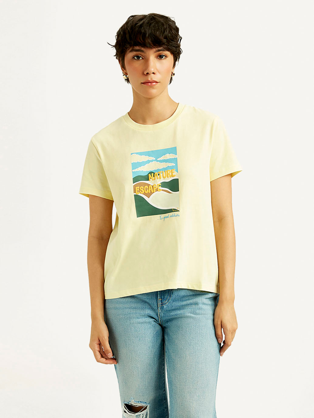 Women's Graphic Print Relaxed Fit T-shirt - Front View