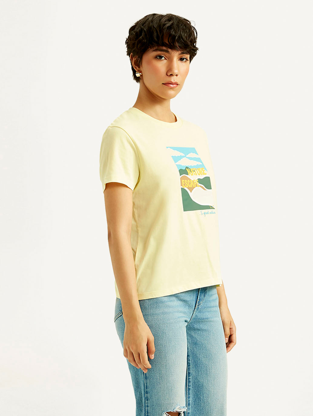 Women's Graphic Print Relaxed Fit T-shirt - Side View