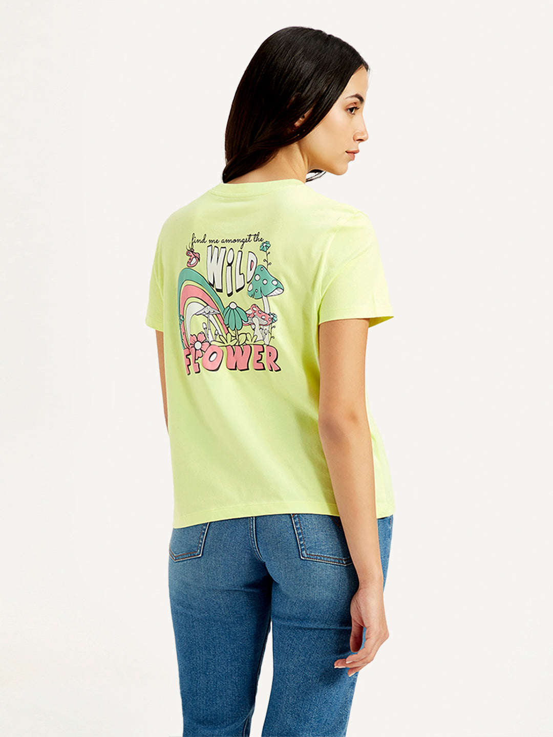 Women's Graphic Print Crew Neck T-Shirt - Back View