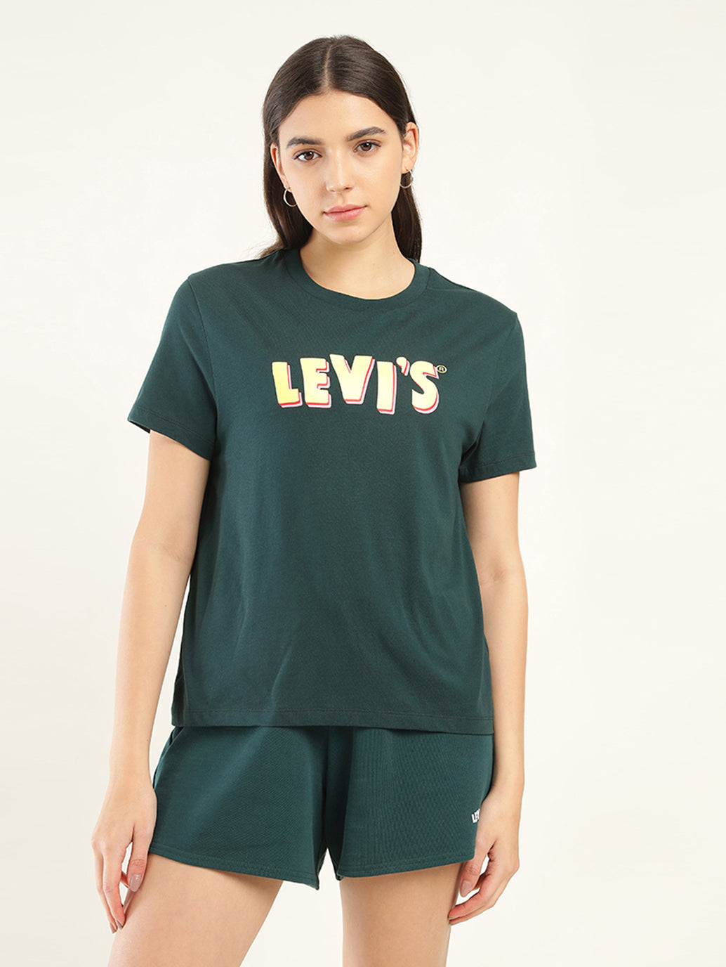 Women's Brand Logo Relaxed Fit T-shirt - Front View