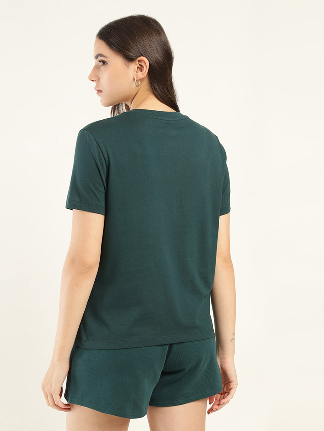 Women's Brand Logo Relaxed Fit T-shirt - Back View