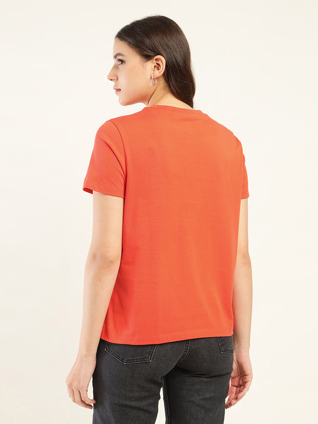 Women's Typography Print Relaxed Fit T-Shirt - Back View