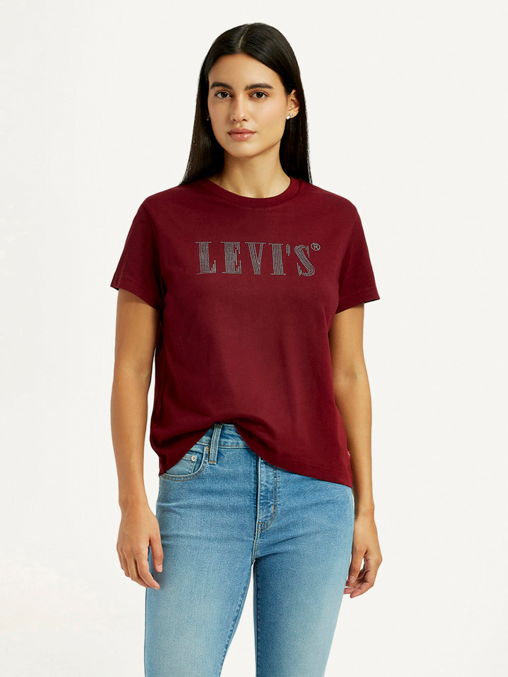 Women's Typographic Print Maroon Relaxed Fit T-shirt - Styleshot View