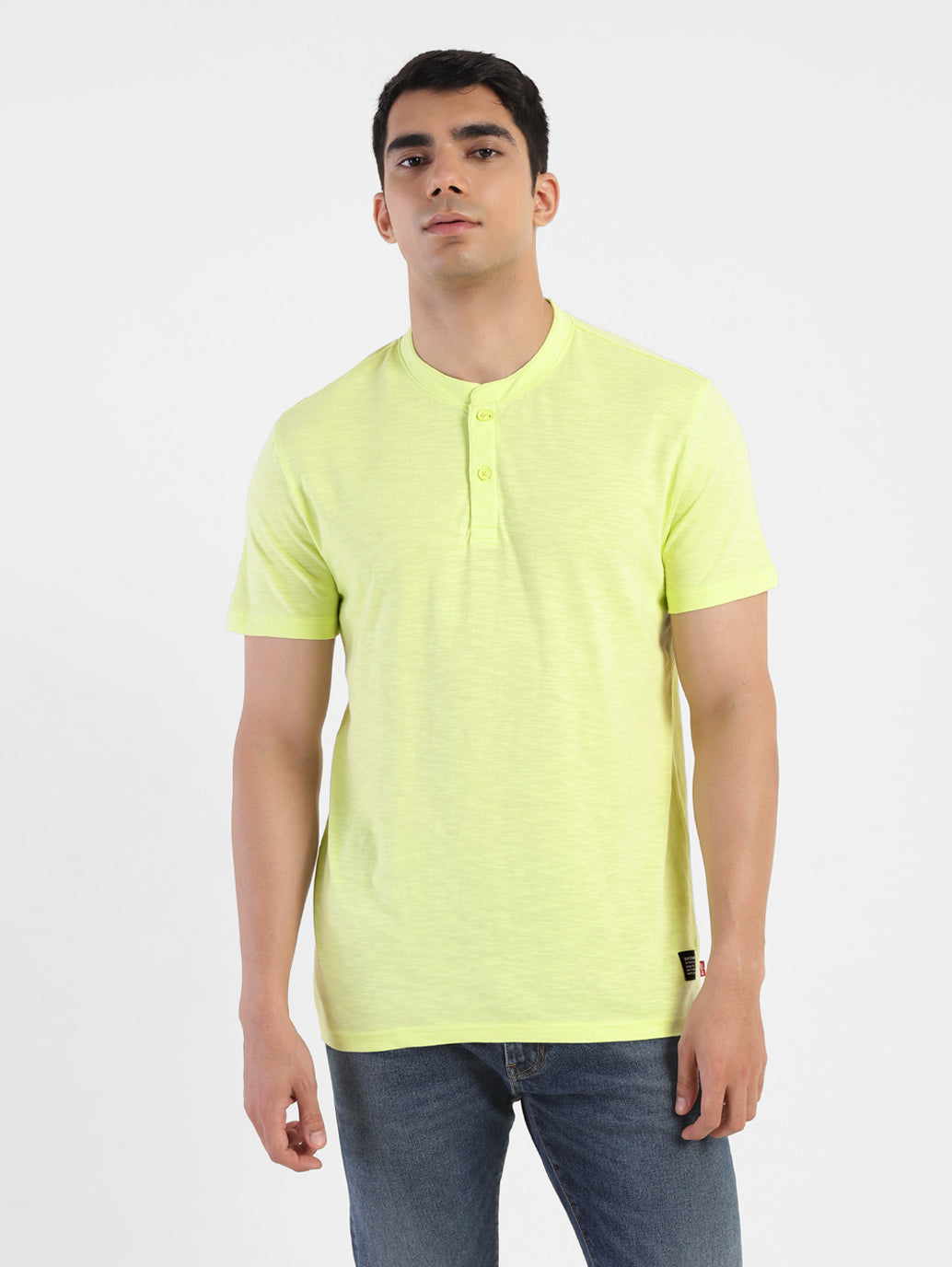 Men's Self Design Henley T-shirt Yellow - 625e03ba-8459-4e45-8ddc-6a7fc3696c62 View