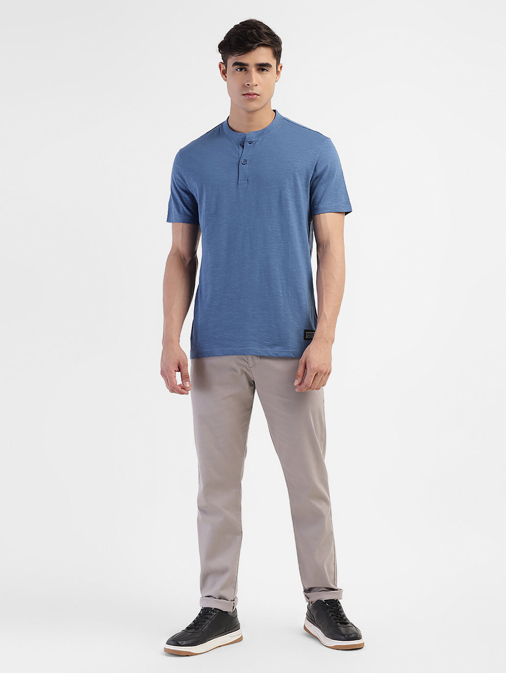 Men's Solid Henley Neck T-shirt - 36bdcf4b-f8cd-4c7d-8c80-0a93a1f65331 View