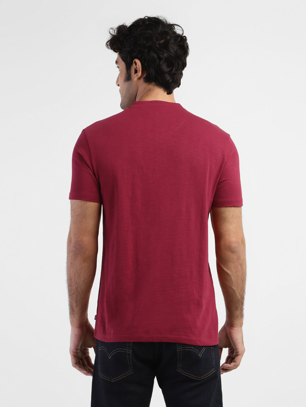 Men's Self Design Henley T-shirt Red - b9716e0d-a227-4888-8102-b0493c66d201 View