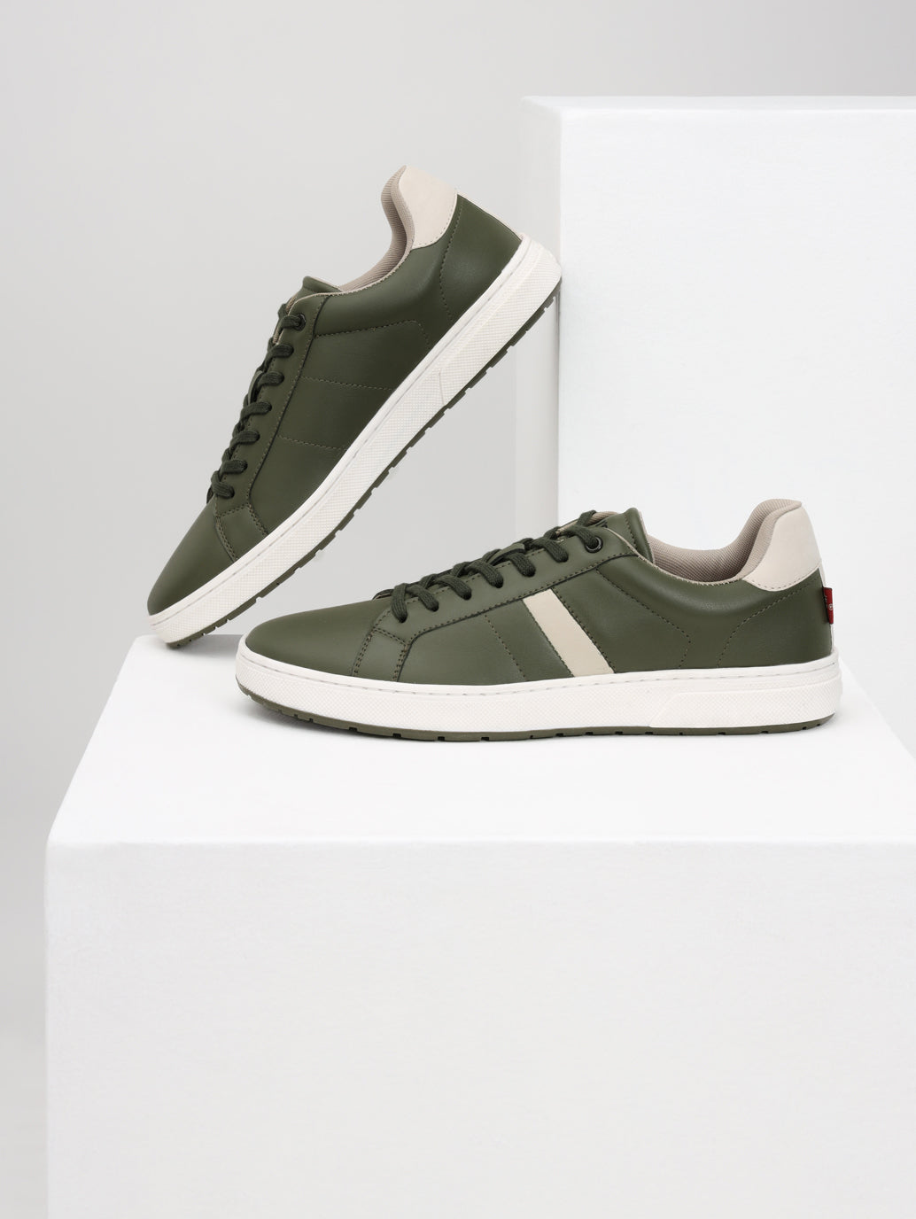 Men's Olive Colorblock Sneakers - Style View