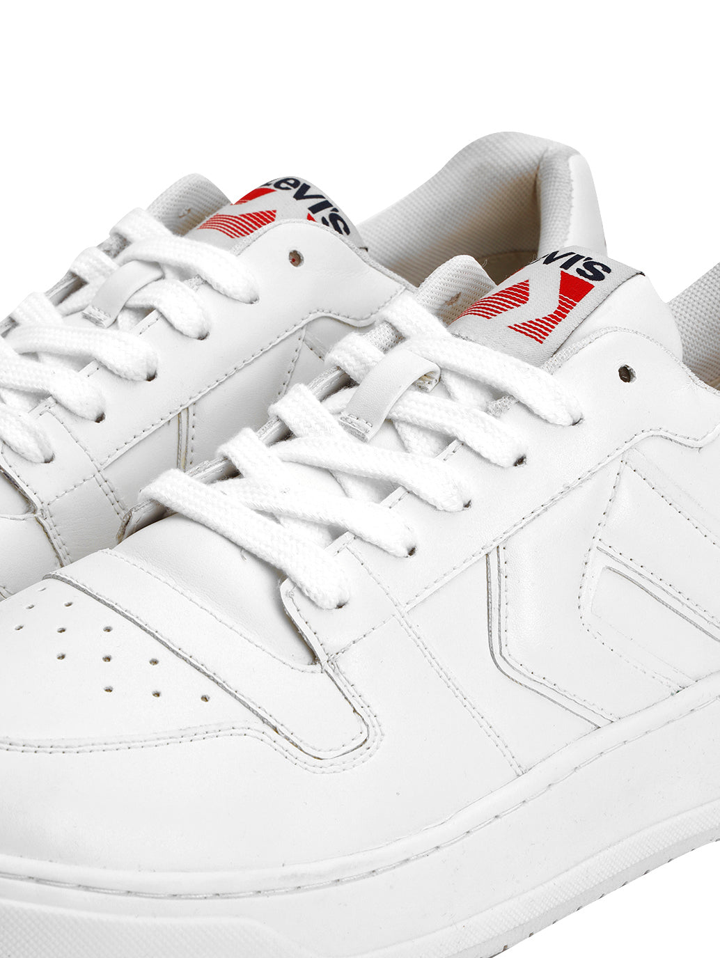 Men's White Solid Sneakers - Detail View