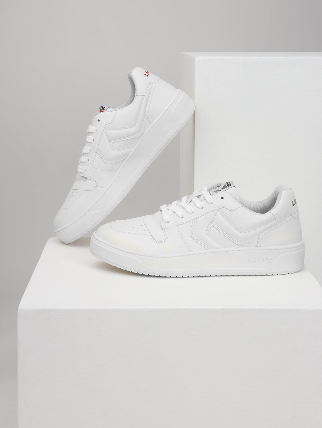 Men's White Solid Sneakers - Style View