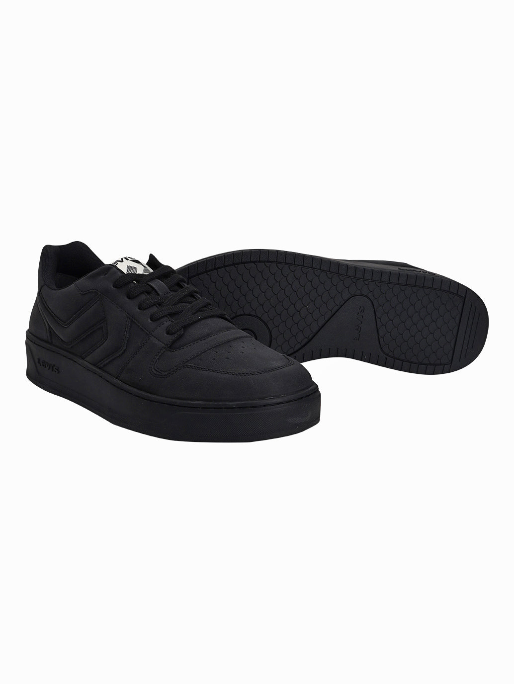 Men's Black Solid Sneakers - Top View