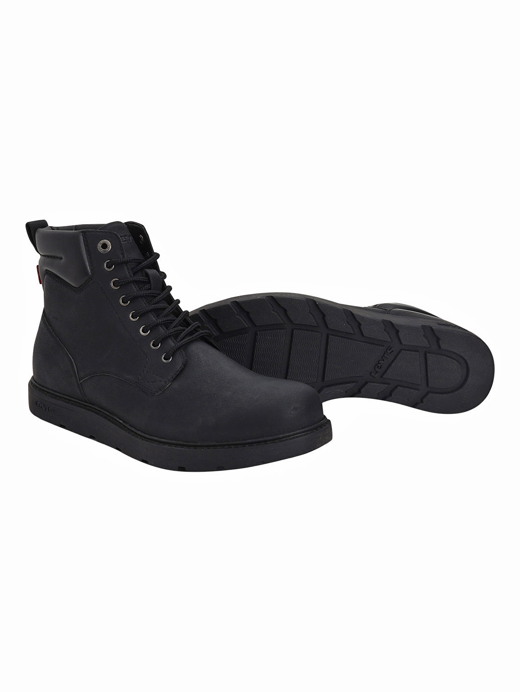 Men's Black Solid Boots - Top View