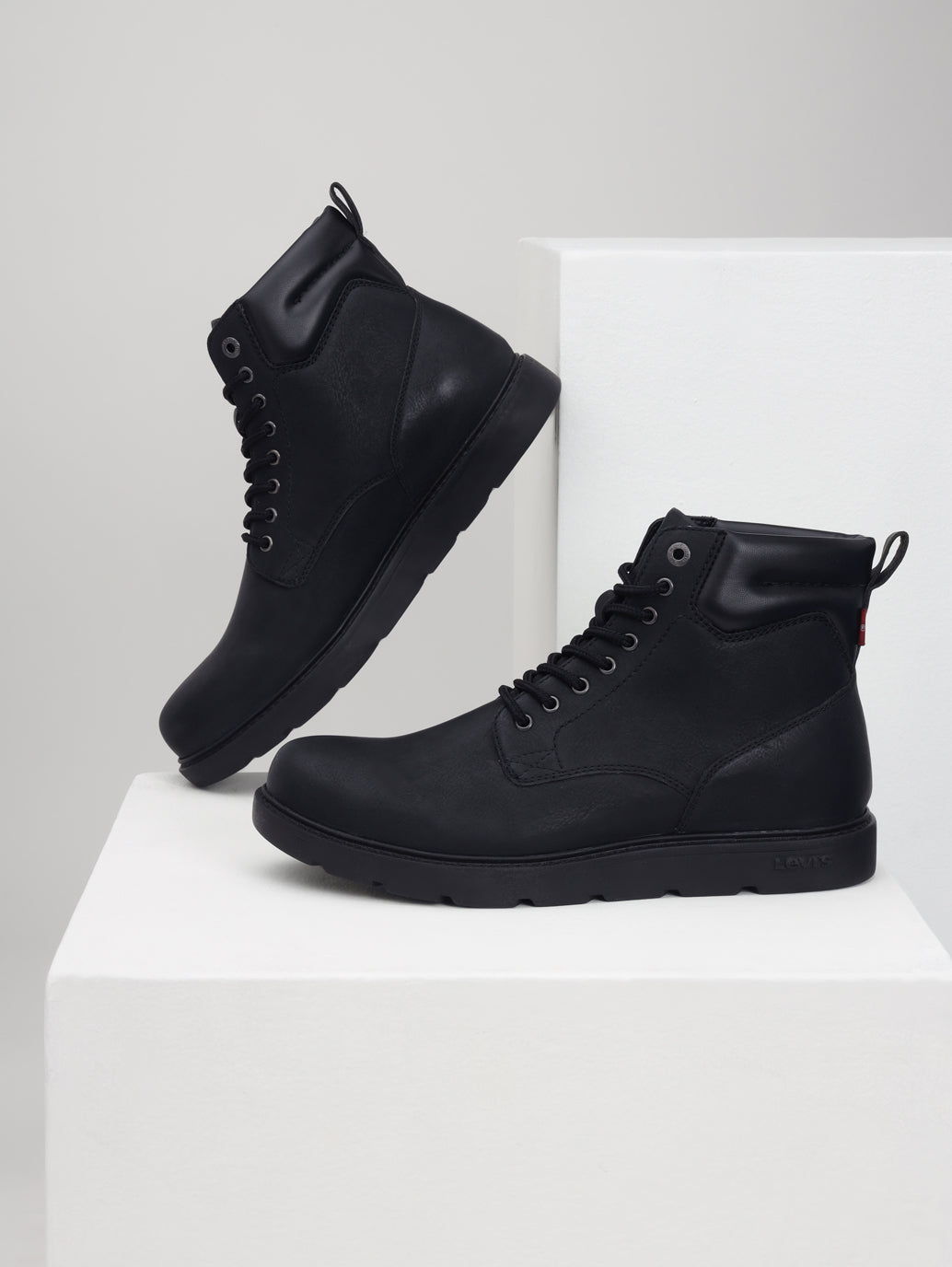 Men's Black Solid Boots - Style View