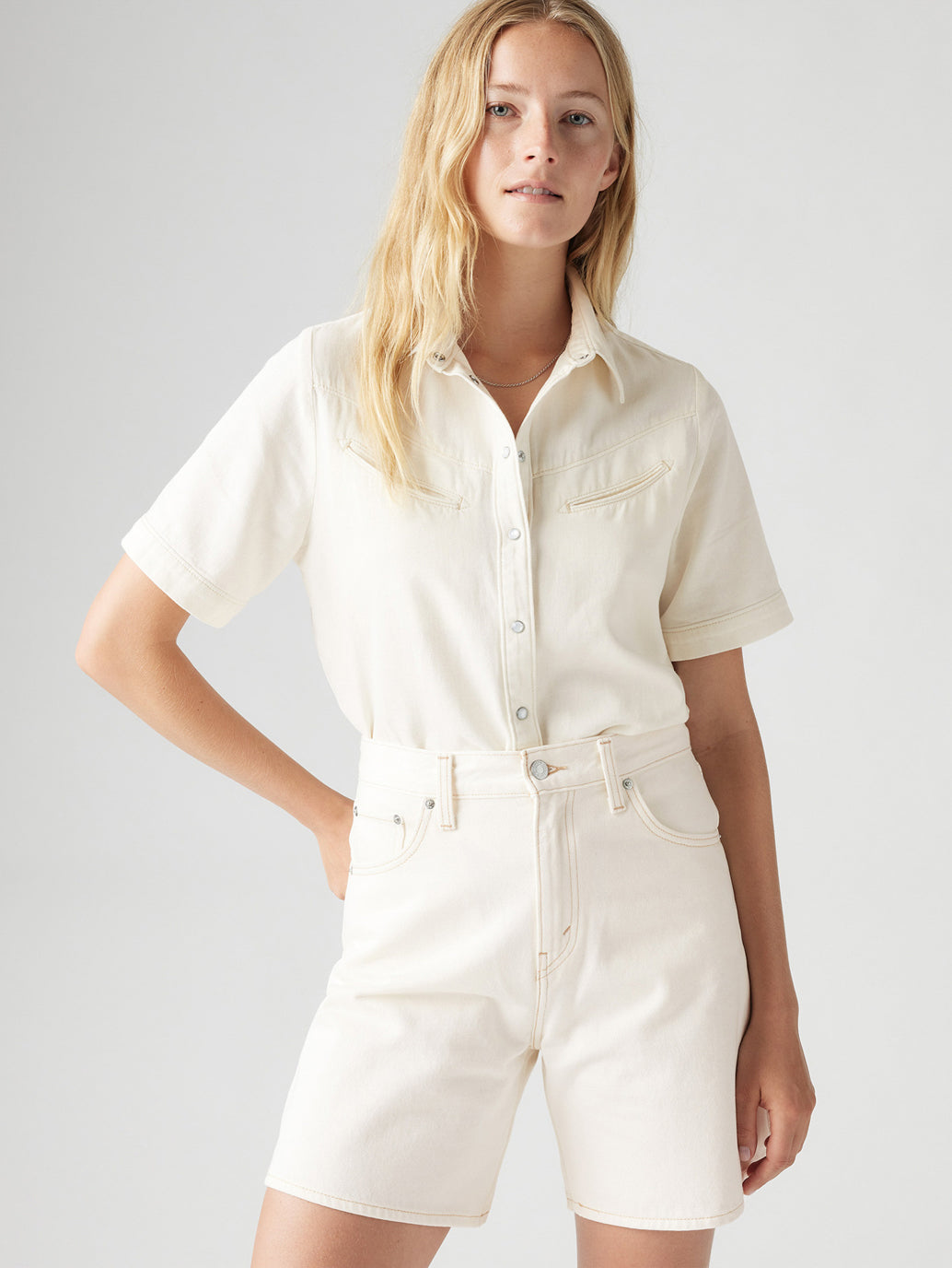 Women's Solid Spread Collar Shirt - 99610b0859b24ad99151473a29469bd2 View