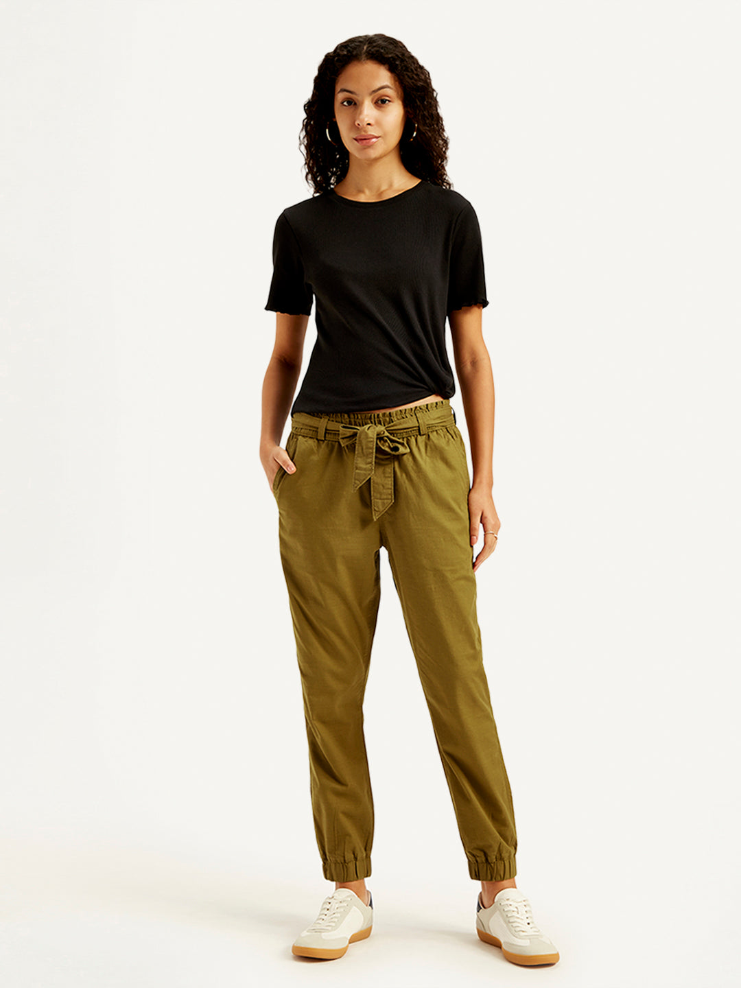 Women's High Rise Brown Regular Fit Joggers - Styleshot View