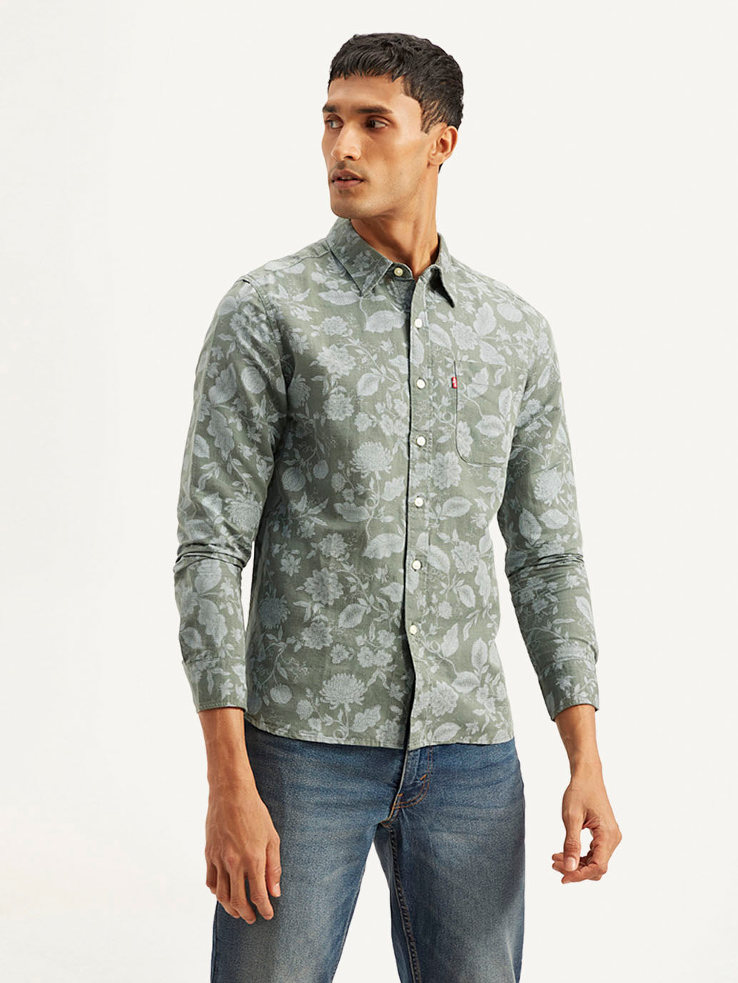 Men's Floral Print Slim Fit Shirt - aea4ba1c-b520-4274-9b4c-b9a3fef4abff View
