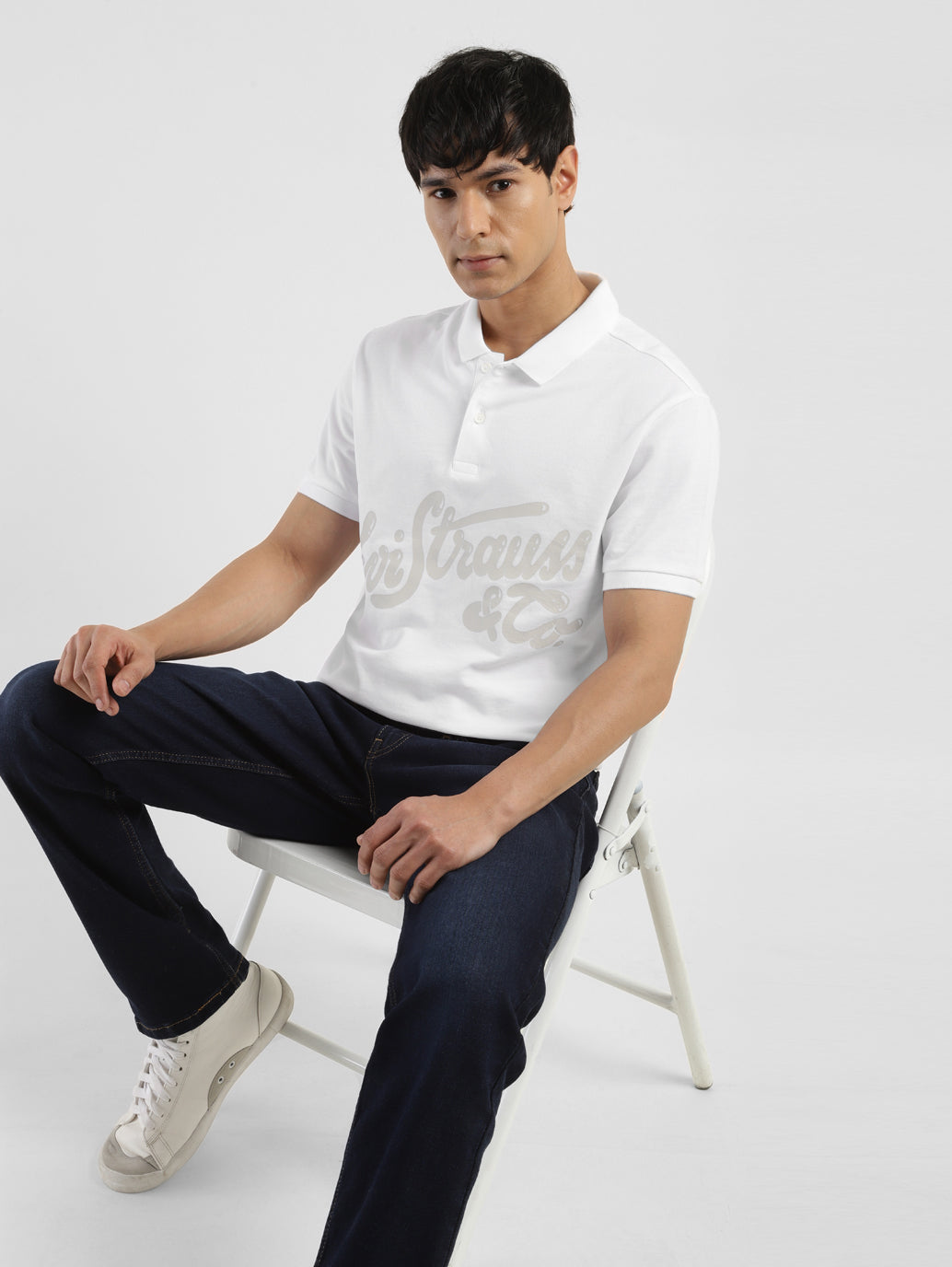 Men's Brand Logo Polo T-shirt - StyleShot View