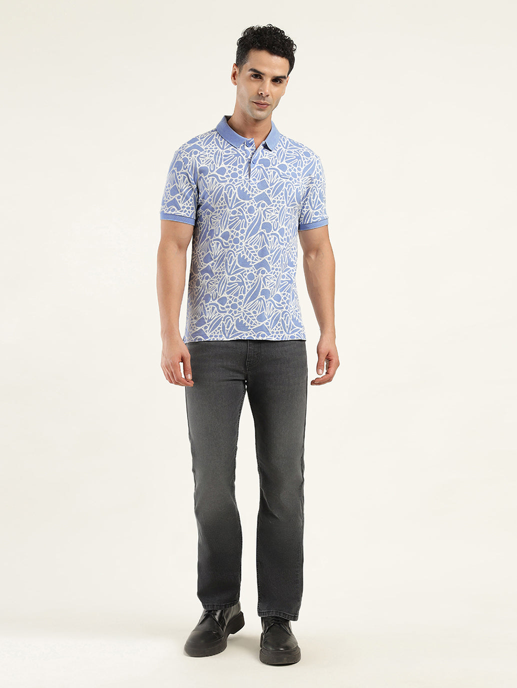 Men's Printed Polo T-shirt - ModelFront View
