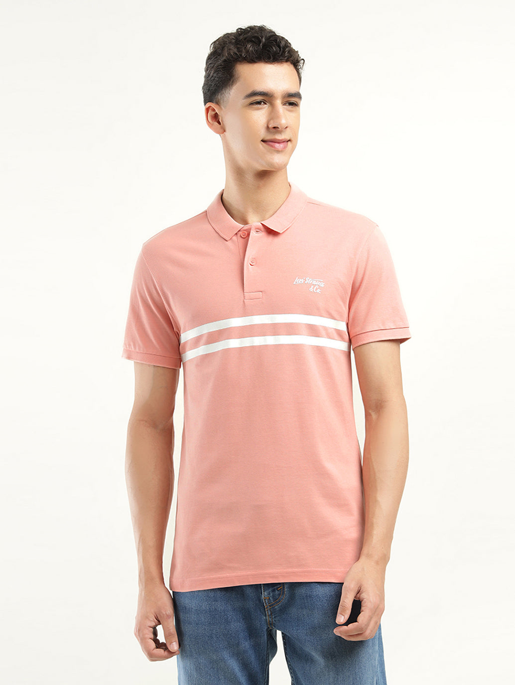 Men's Solid Polo T-Shirt - Front View