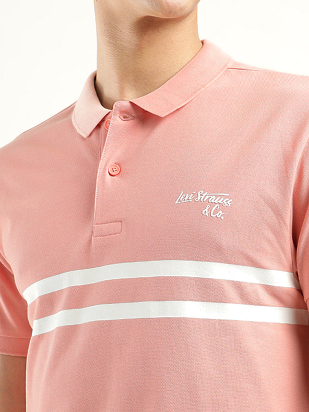 Men's Solid Polo T-Shirt - Detail View