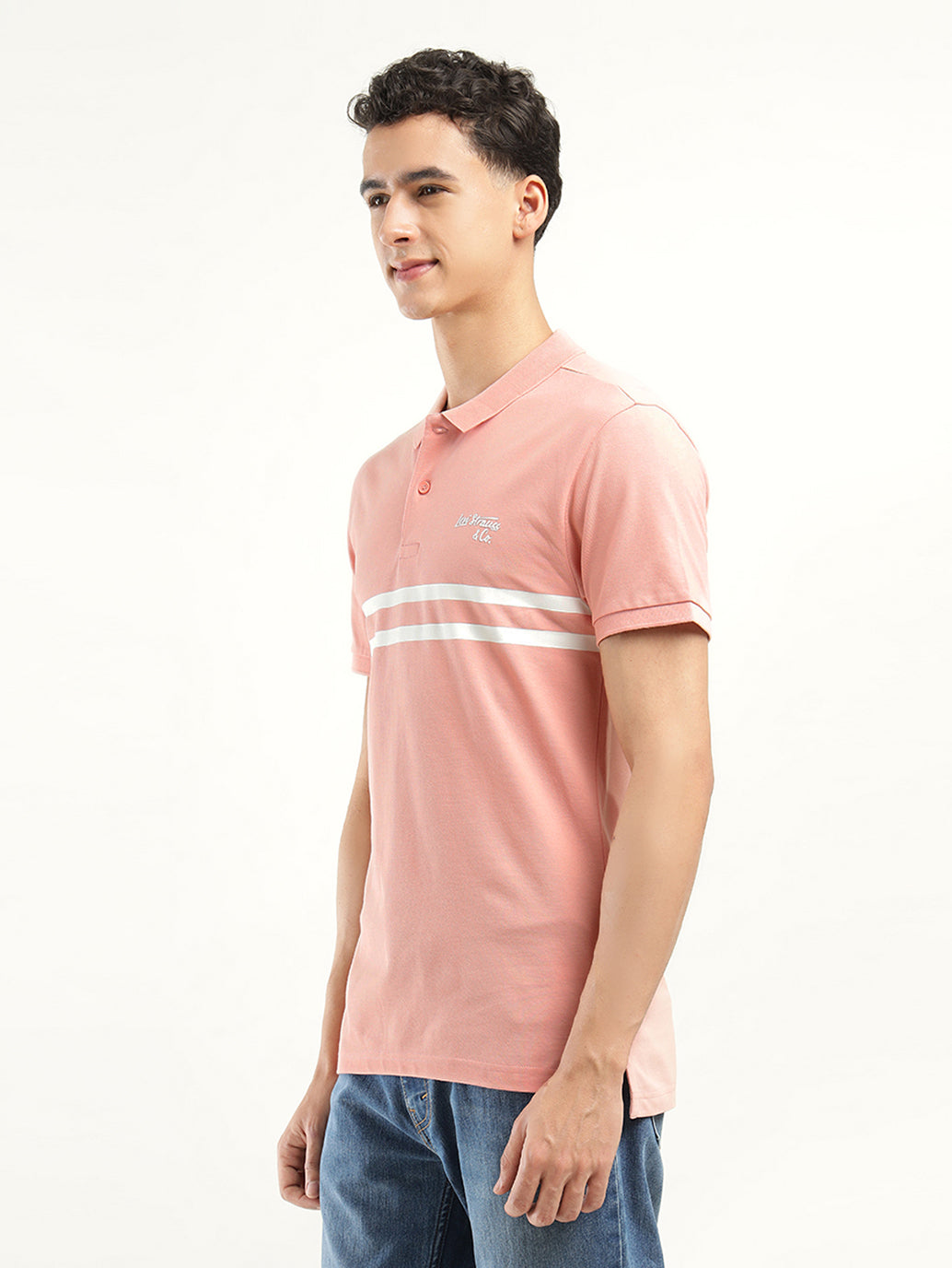 Men's Solid Polo T-Shirt - Side View