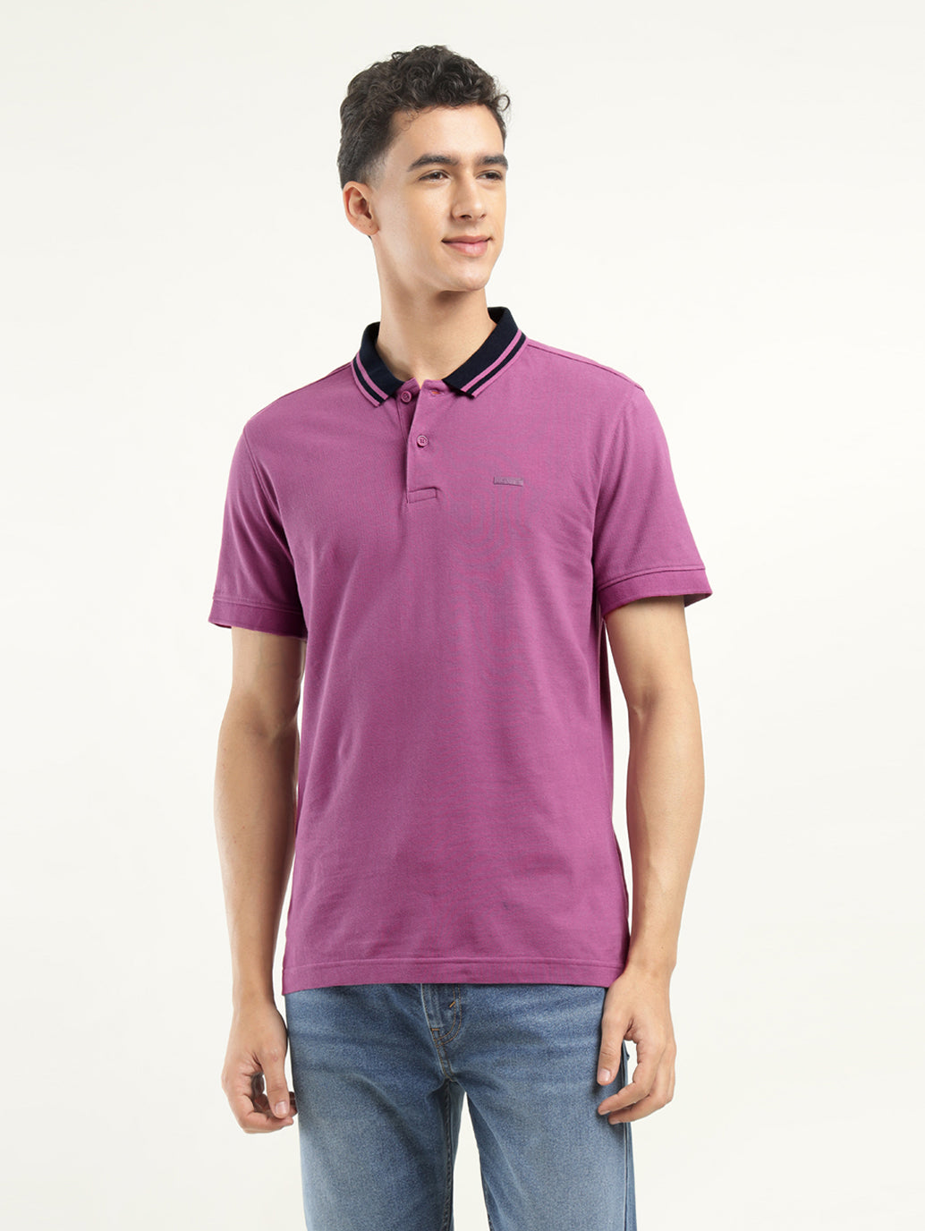 Men's Solid Polo T-Shirt - Front View