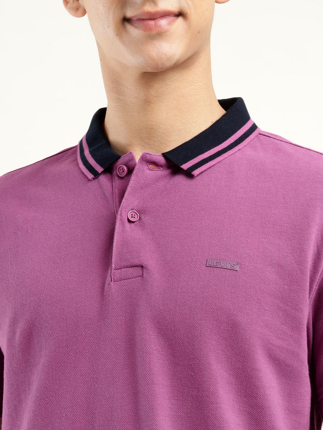 Men's Solid Polo T-Shirt - Detail View
