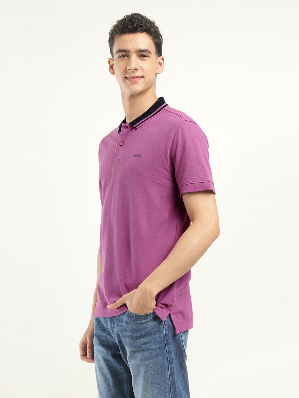 Men's Solid Polo T-Shirt - Side View