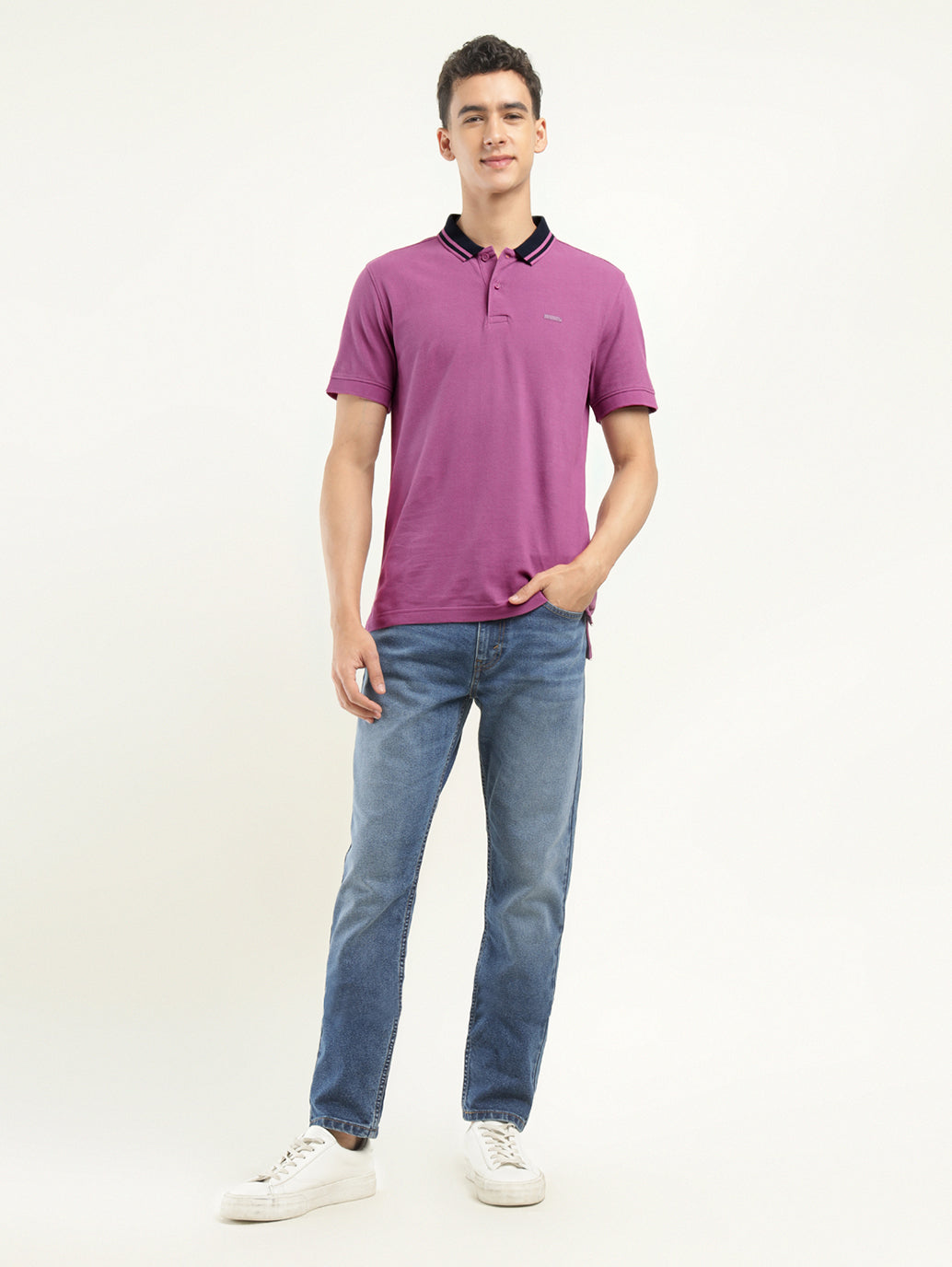 Men's Solid Polo T-Shirt - ModelFront View