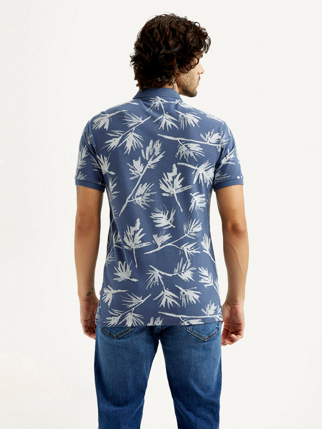 Men's Pure Cotton Slim Fit Polo T-shirt - Back View