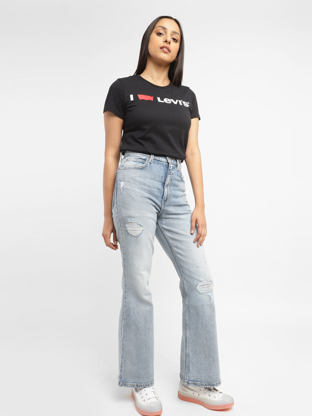 Women's 70s Blue Flared Fit High Rise Jeans - ef69e35c-1167-4850-9f07-949dffeae5bc View