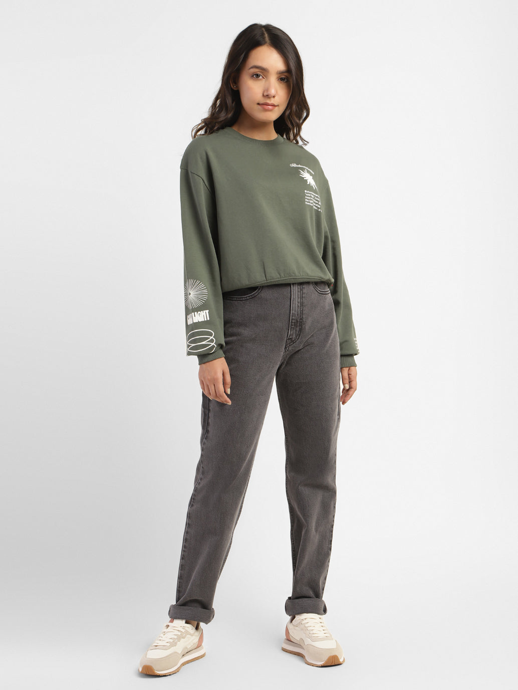 Women's 70s Grey Straight Fit High Rise Jeans