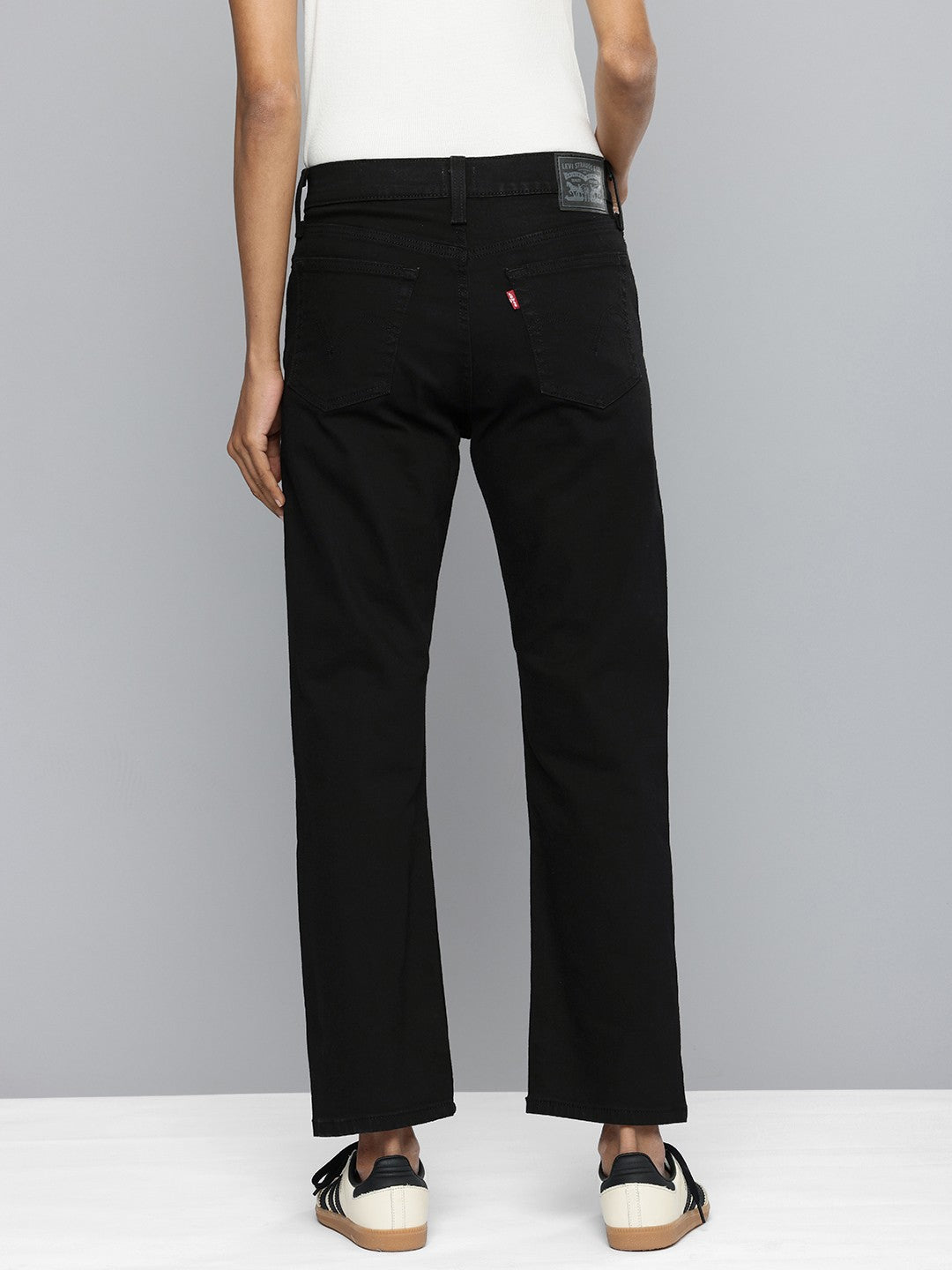 Women's Black Wedgie Straight Fit Mid Rise Jeans - 3 View