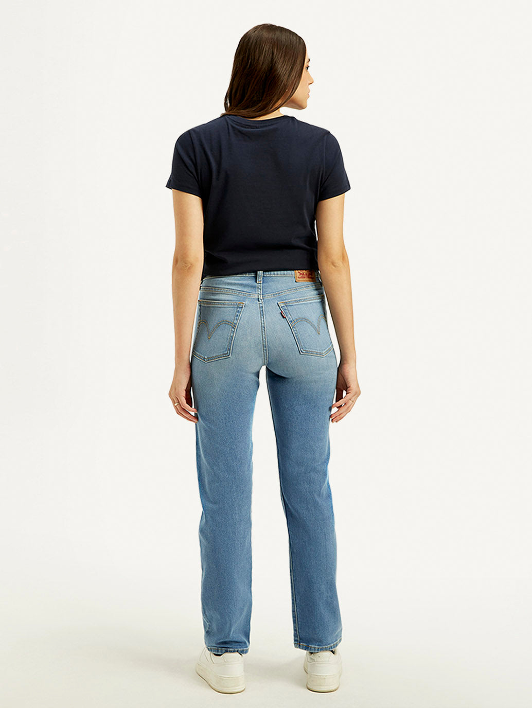 Women's Blue Wedgie Straight Fit High Rise Jeans - Back View