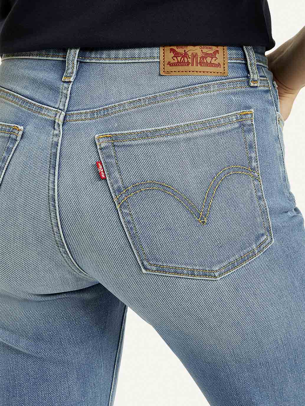 Women's Blue Wedgie Straight Fit High Rise Jeans - Detail View