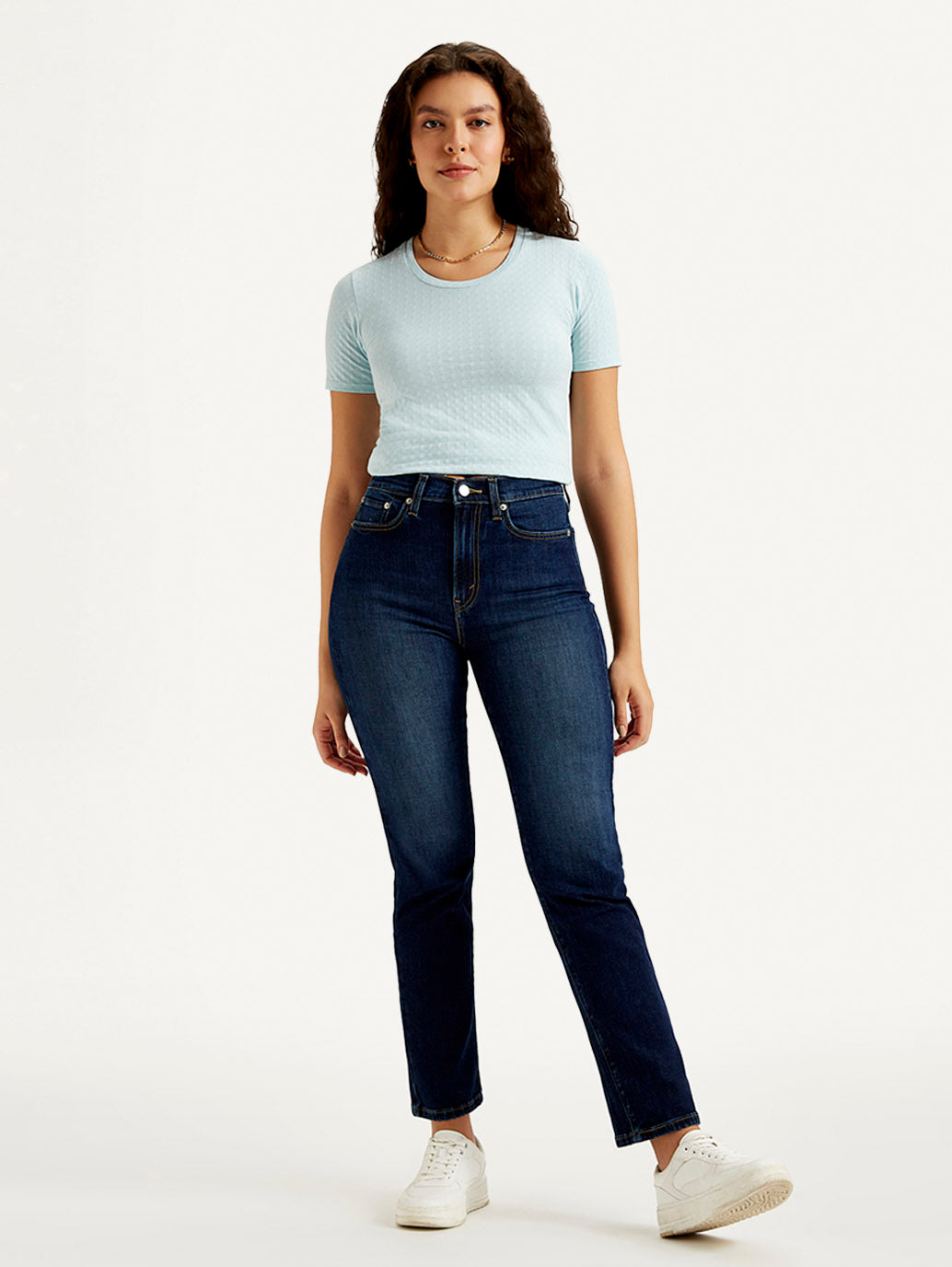 Women's Navy Blue Wedgie Straight Fit Mid Rise Jeans - Styleshot View