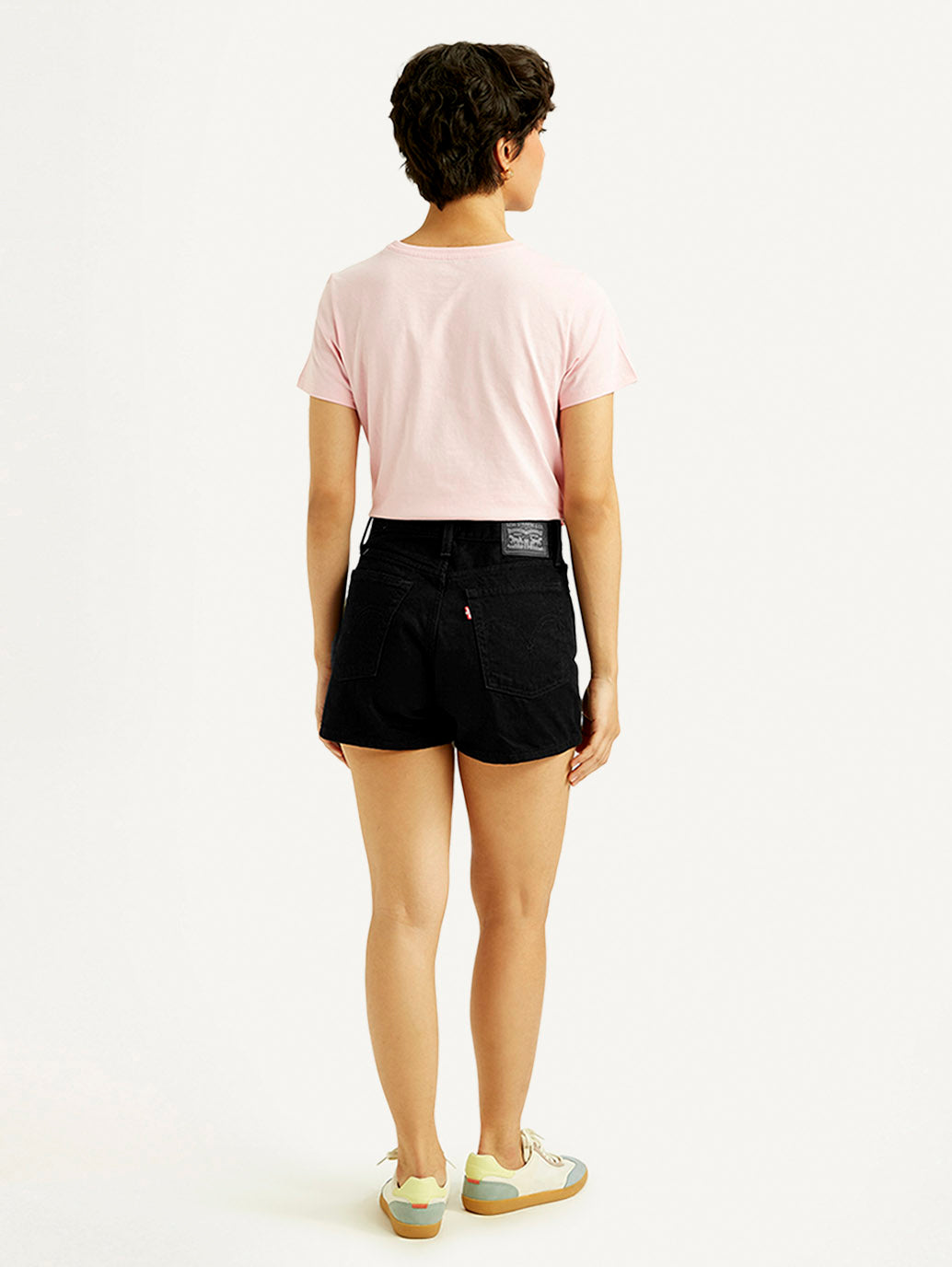 Women's Mid Rise Black Regular Fit Shorts - Back View