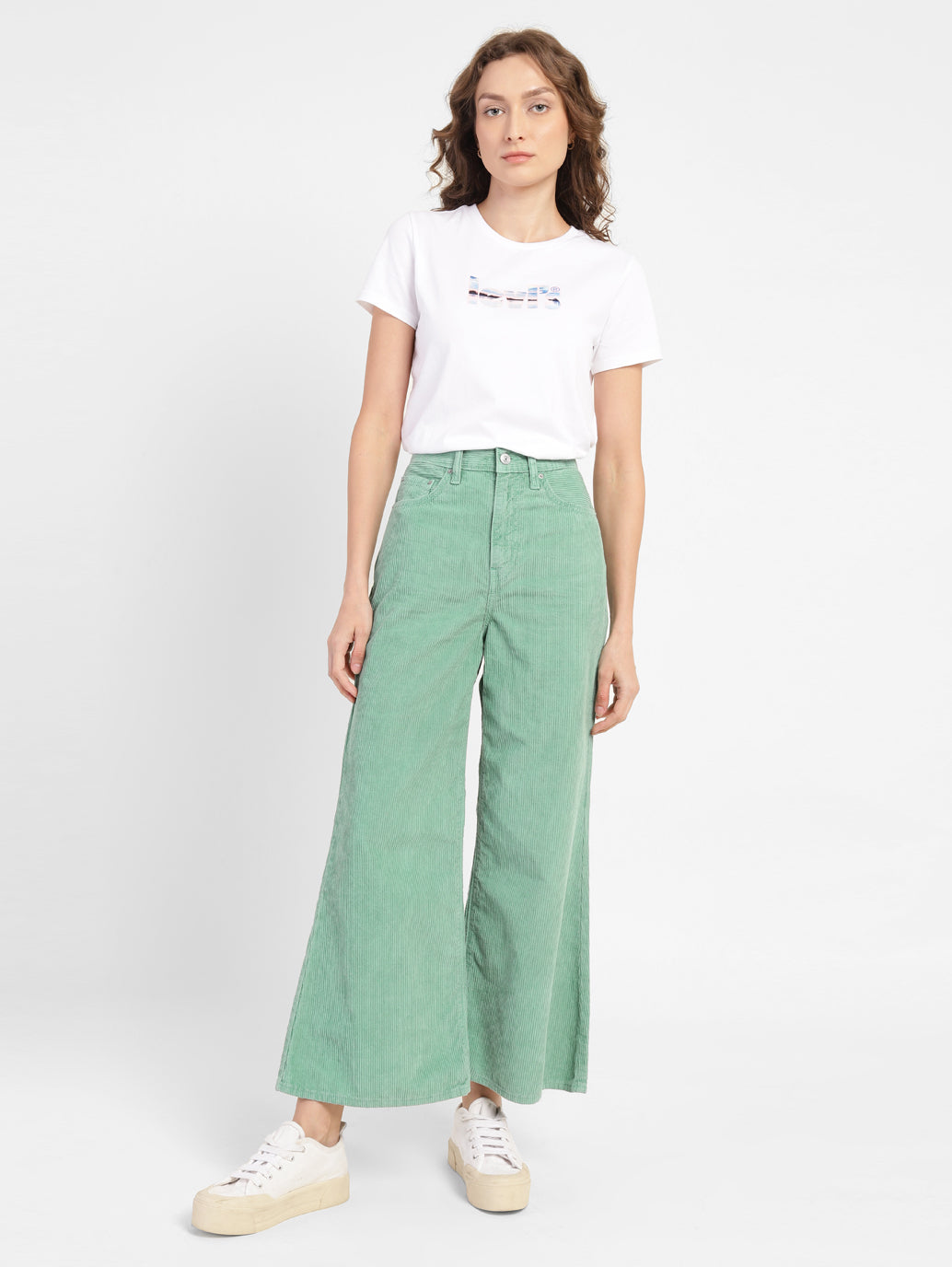 Women's Green Loose Fit High Rise Jeans - b9d7f183-ce03-423b-bb1e-cb47d515b073 View